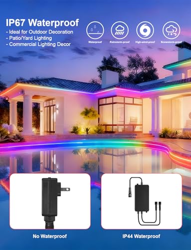 40ft Waterproof RGB Smart IC LED Strip Lights Outdoor Dimmable - MILADALED
