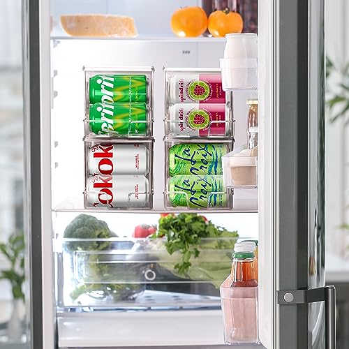 ClearSpace 4-Pack Soda Can Organizer Dispenser for Refrigerator & Pantry, Stackable, 12 Cans Capacity