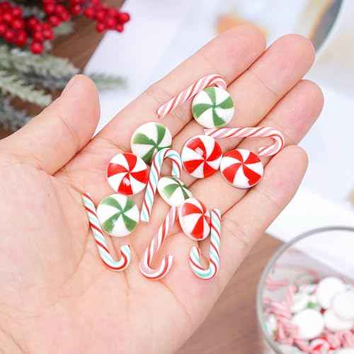 100Pcs Christmas Mini Candy Decorations Faux Candy Decorations for Christmas DIY Craft Supplies Party Decorations