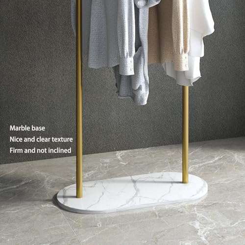 BUZUEY Gold 23.62in Freestanding Clothing Rack with Marble Base - Modern Garment Stand for Small Spaces