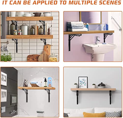 Ultrawall 24 Inch Folding Steel Shelf Brackets - 4 Pack Wall Mount Support