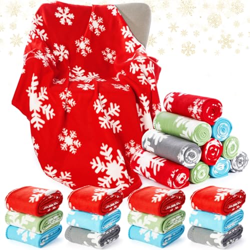 Fanfanwin 24-Pack Multicolor Christmas Snowflake Throw Blankets 50x60"
