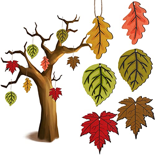 Jetec 24 Pcs Thanksgiving Maple Ornaments for Tree Fall Thanksgiving Wooden Maple Leaf Ornaments Wood Hanging Autumn Tree Cutouts Decorations for Craft Fall Harvest Party Festivals Supplies(Classic)