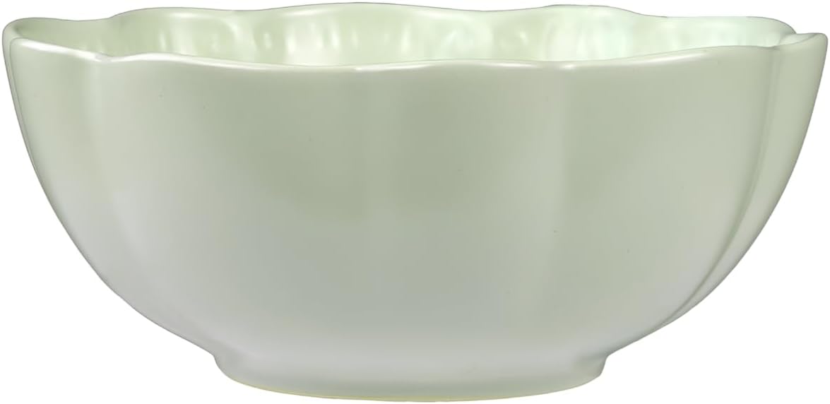 Sango 12-Piece Scalloped Dinnerware Set - Sage Green Ceramic Dishes for 4 | Chip Resistant & Dishwasher Safe