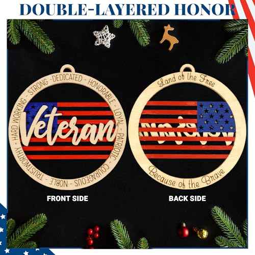 US Veteran Christmas Ornament - Army Veteran Gift from Wife, Daughter, Son - Military Gifts for New Year