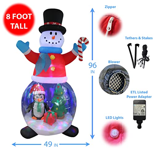 Christmas Inflatable Snowman & Snow Globe Decorations Bundle - Indoor Outdoor Holiday Party Decor