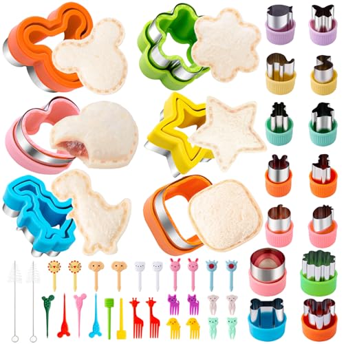 Nifogo Orange Green 48pcs Sandwich Cutter Set for Kids Lunch - Large Shapes