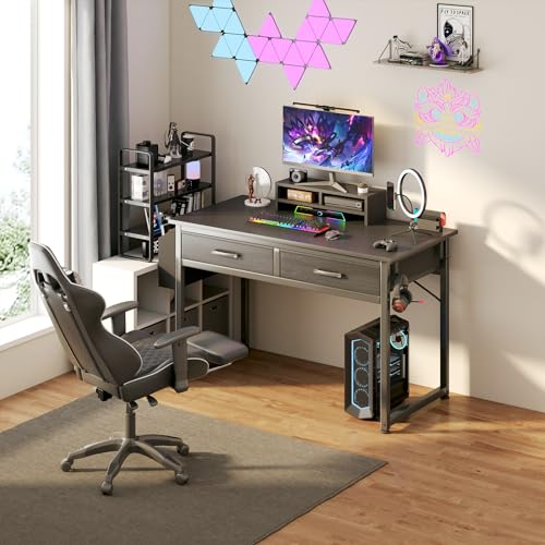 DLisiting Computer Desk with Fabric Drawers for Home Office Bedroom,