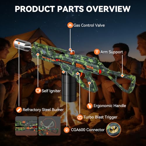 VANCFIRE Dark Green 36.6" Extra Long Propane Torch for Grilling & Fire Starting