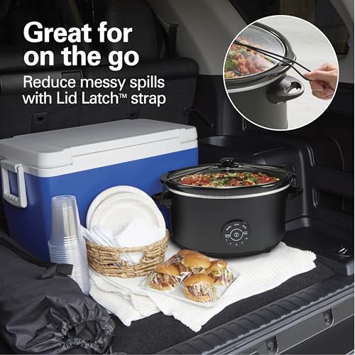 Hamilton Beach 7 Qt Portable Programmable Slow Cooker with Lid Latch, 15 Cooking Options