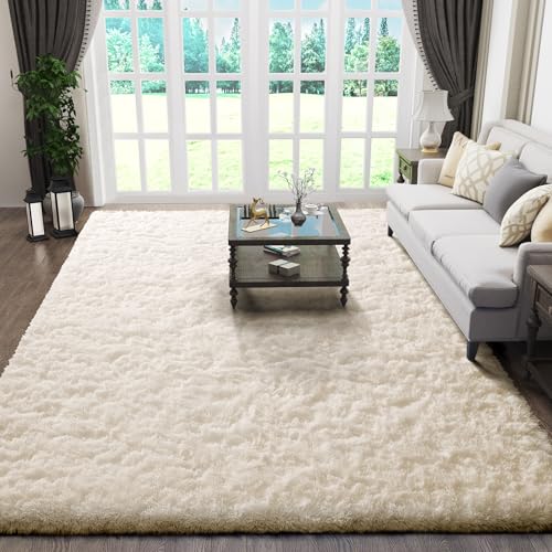 Ophanie Ivory 5x8 Shag Area Rug Non-Slip Fluffy Plush Carpet for Living Room & Bedroom