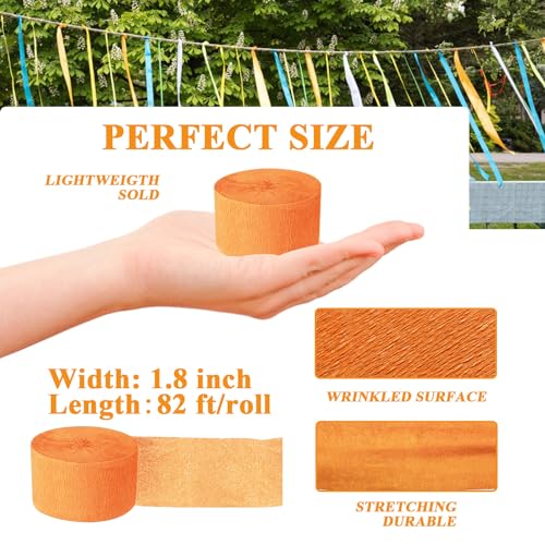 Crepe Paper Streamers 656ft 8 Rolls, Pack of Orange, Pink, Yellow and Blush Party Streamers for Birthday Wedding Baby Bridal Shower Decorations Christmas Craft Supplies (1.8 Inch x 82 Ft/Roll)