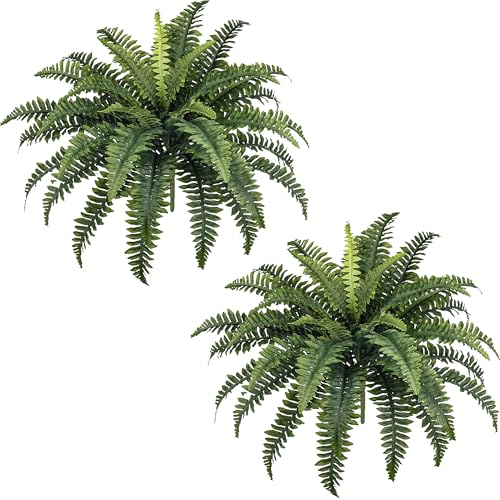 35-Inch Artificial Fern Bushes 2-Pack for Outdoor & Indoor Decor