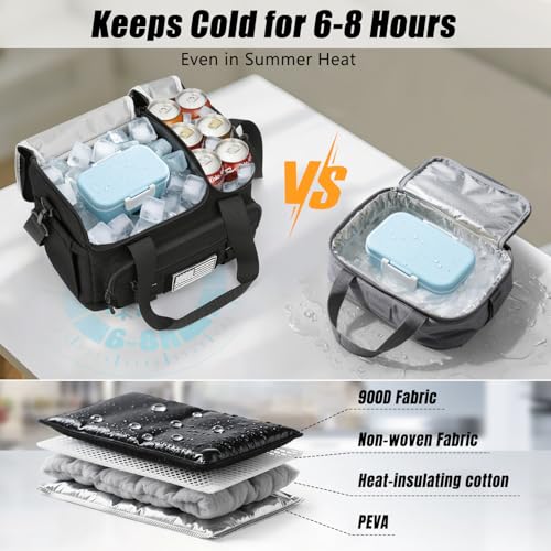 20L Insulated Lunch Bag for Men with Hot Cold Dual Compartments - Leakproof & Portable