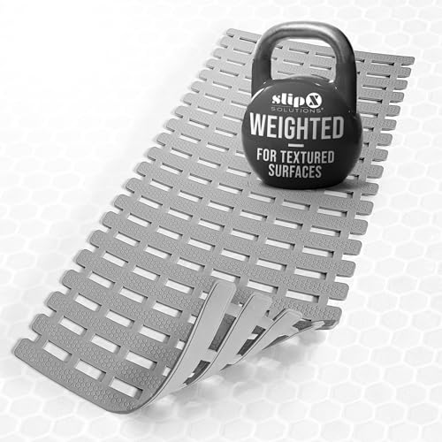 Gray Weighted Non-Slip Bath Mat for Textured Tubs 31x15 Inch – SlipX Solutions