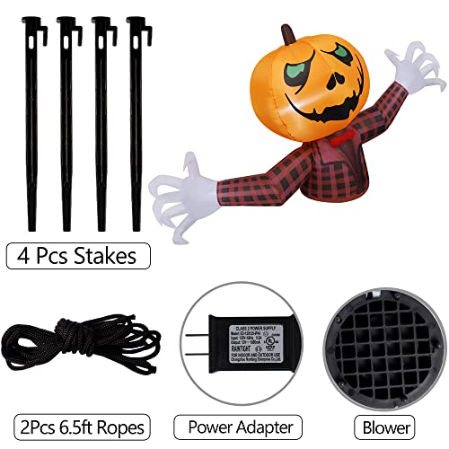 7FT Halloween Inflatable Pumpkin Ghost Outdoor Decoration with Lights