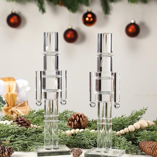 Thyle 2 Pack Clear 12 Inch Christmas Acrylic Nutcrackers (Nutcracker Set)