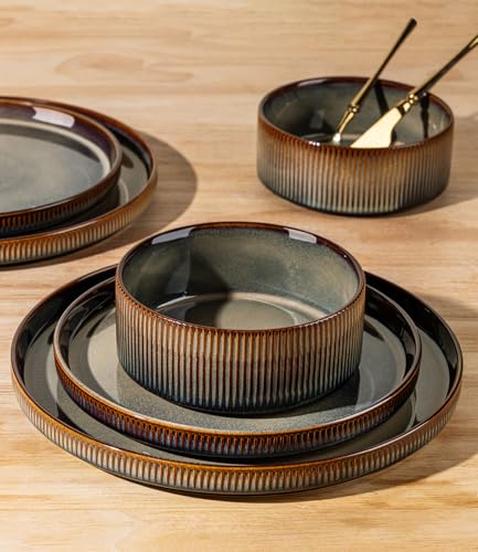 TheTerra 18-Piece Ceramic Dinnerware Set for 6 - Cocoa Mocha