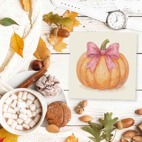 Pink Bows Fall Pumpkin Decor Fall Room Table Decor Sign Decorations for Room Living Room Bathroom Bedroom Kitchen Desk Thanksgiving Decorations