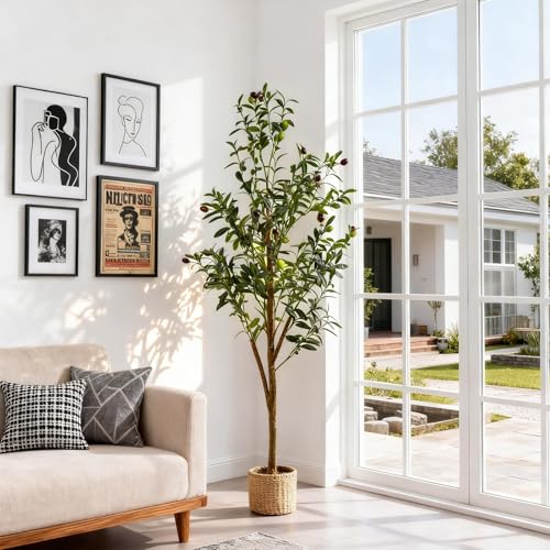 4Ft Artificial Olive Tree with Moss & Basket - Indoor Faux Tree, Realistic Greenery