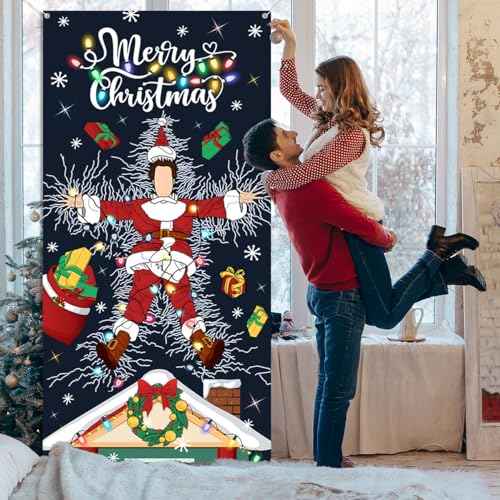 Merry Christmas Decorations Christmas Vacation Door Cover Xmas Front Door Banner Decorations Funny Hanging Banner for Home Holiday Christmas Decor