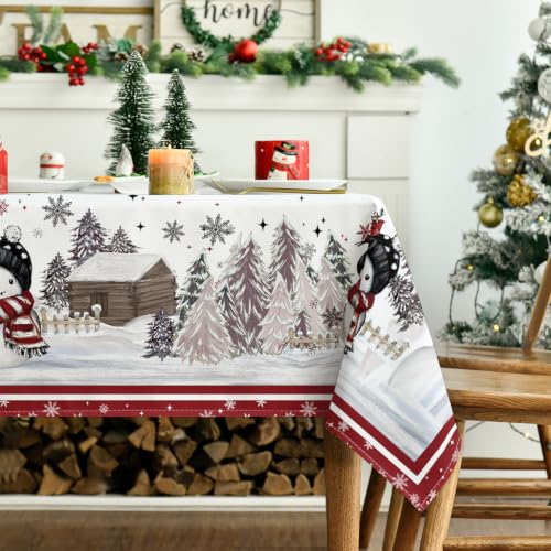 Horaldaily Christmas Tablecloth 52x70 Rectangular Red Border Pine Pattern