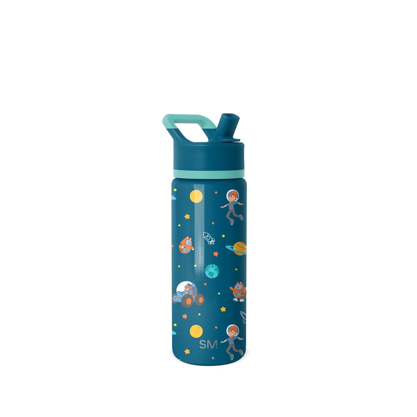 Simple Modern Kids Summit Water Bottle with Straw Lid | Blippi 18oz Stainless Steel Cup Insulated Tumbler for Boys, Girls, School | Blippi Space