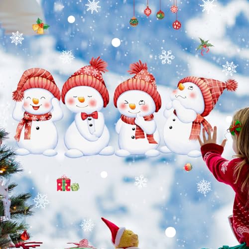 Christmas Window Clings Snowman Anti-Collision Decals Glass Alert