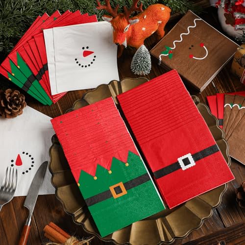 Christmas Cocktail Napkins 120 Pcs Festive 2-Ply Disposable Party Supplies