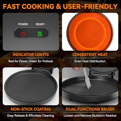 Baker's Friend Graphite 12-Inch Countertop Pizza Maker - Electric Home Kitchen Appliance
