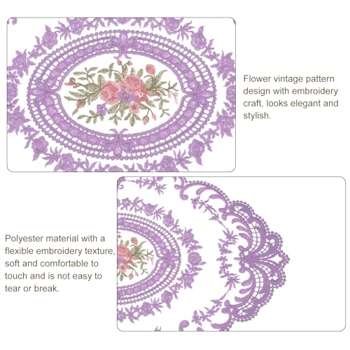 uxcell Light Purple Retro Lace Placemat 12x16 Inch 2-Pack Embroidered Table Mats