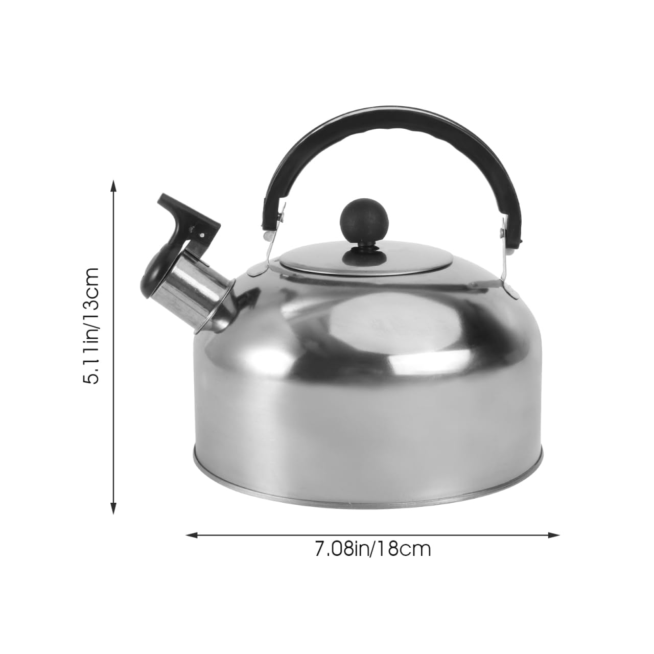 PRETYZOOM Stainless Steel Whistling Kettle for Stove Top and Induction Flat Bottom 7.08In Water Kettle with Ergonomic Handle Fast Heating Pot for Home Camping and Outdoor Brewing