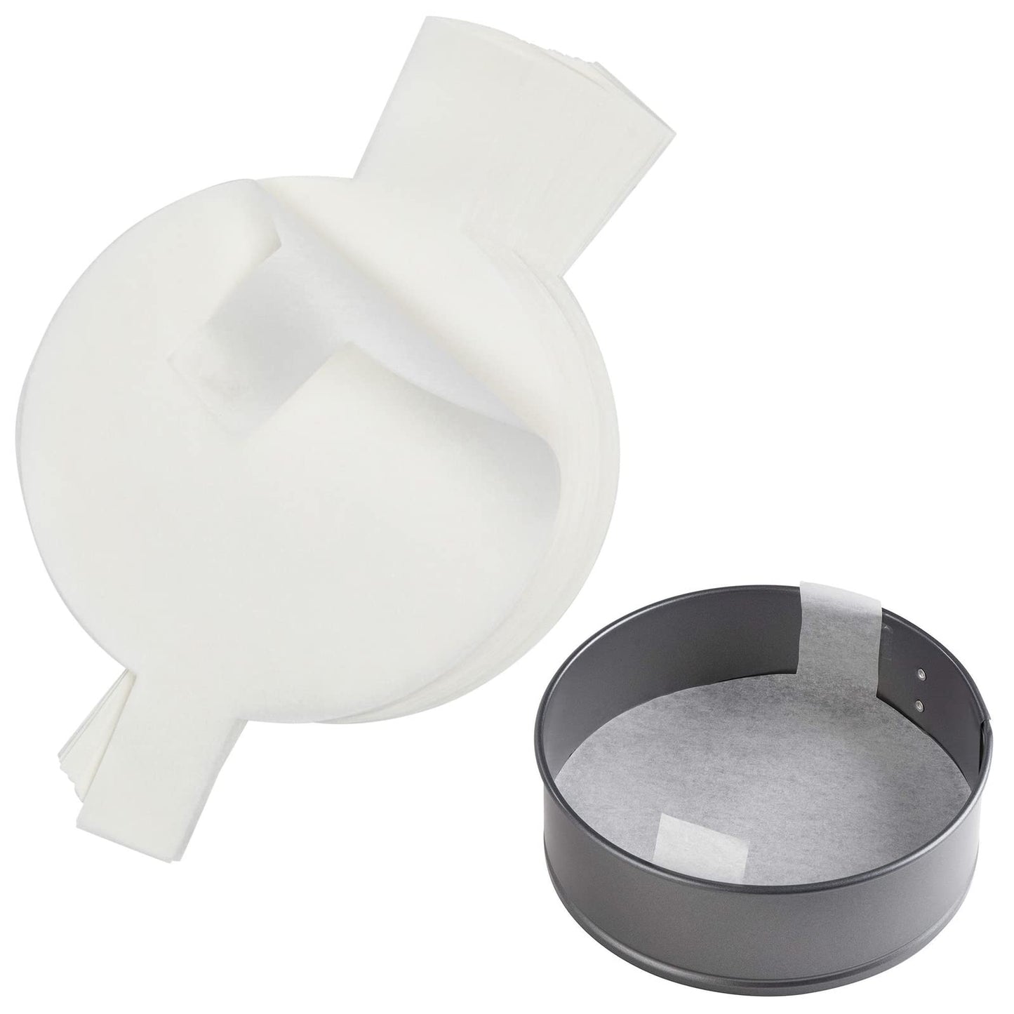 Juvale Parchment Paper Rounds - Pre-cut Parchment Paper for Layer Cakes - Lift Tabs for Easy Release & Nonstick Cake Pan Inserts - Heat Resistant Liner for Round Baking Pans - 8in, 100 ct, White