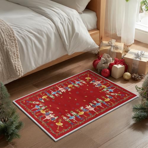 Artoid Mode Watercolor Red Nutcrackers Merry Christmas Door Mat,