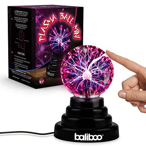3" Mini Plasma Ball Light ? Touch Activated Lightning Globe ? USB & Battery Powered Plasma Globe Lamp ? Interactive Science Static Electricity Ball, Stocking Stuffers, Christmas Gifts
