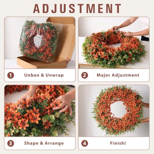32" Large Artificial Eucalyptus Silk Flower Wreath for Outdoor(Fall