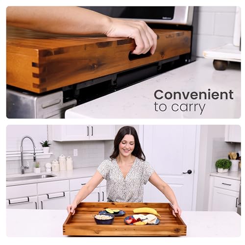 Tidita Acacia Wood Stove Top Cover 30x22 Inches - Noodle Board for Electric & Gas Stoves, XL Size