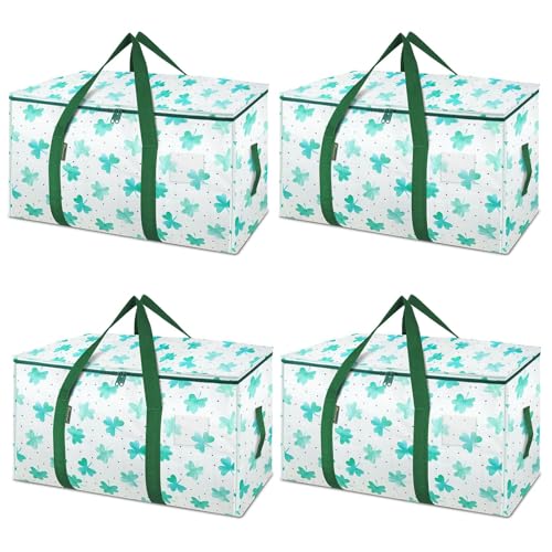 BALEINE 4-Pack Oversized Moving Bags with Reinforced Handles, Heavy-Duty Storage Tote for Clothes, Moving Supplies (Clover, 4-Pack)