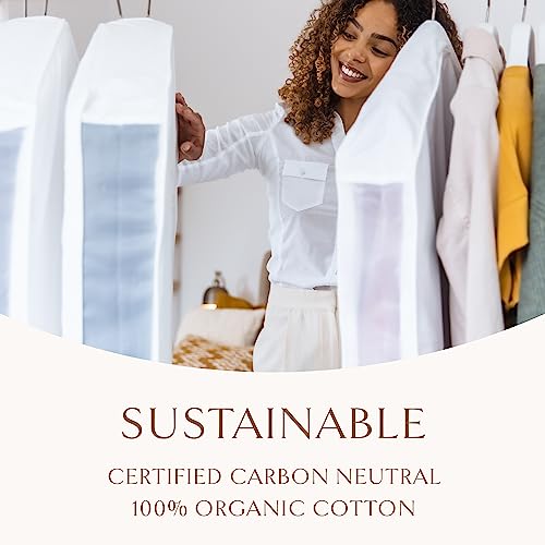 Hayden Hill Organic Cotton Garment Storage Bags 58" & 40" Hanging Clothes Organizer Mothproof Breathable