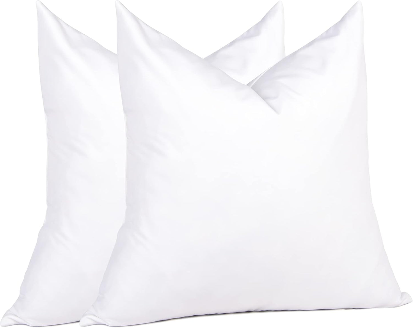 Puredown® Decorative Feather Down Throw Pillow Inserts - Set of 2, White | Machine Washable, 18 x 18 Inches