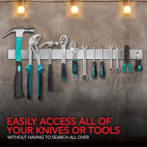 24-Inch Stainless Steel Magnetic Knife Holder - Wall & Fridge Mount, Modern Kitchen Organizer