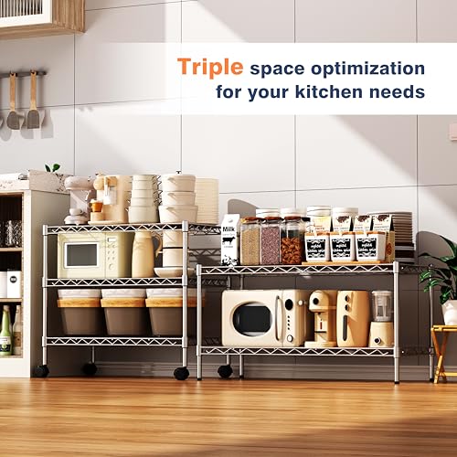 36x18x19.5 Inch Heavy Duty Metal Shelving Unit with Lockable Wheels - 2-Tier Wire Rack