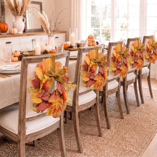 Mini Fall Wreaths Set of 6 for Kitchen Cabinets - Autumn Harvest Decor