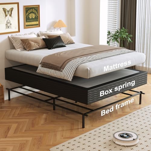 10 Inch Full Box Spring - Heavy Duty Metal Mattress Foundation with Fabric Cover, Noise-Free, Easy Assembly