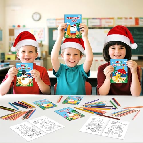 JAPBOR July Christmas Coloring Books - 24PCS Mini Summer Xmas Color