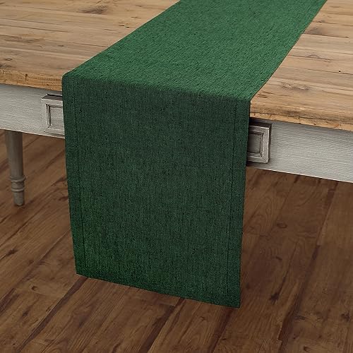 Solino Home 100% Linen Forest Green Table Runner 14 x 72 Inch, 72in Long