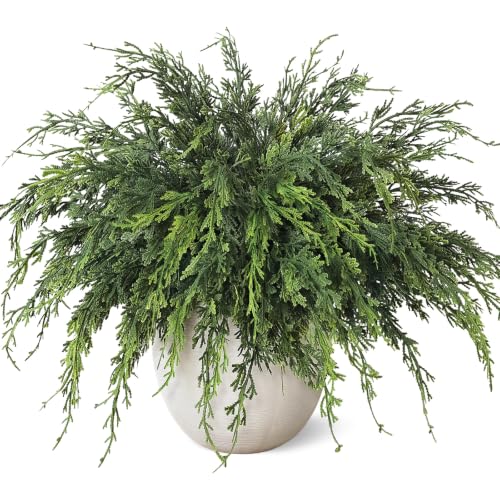 FOTEEWL 64 pcs 18-Inch Artificial Christmas Cedar Branches for Vase & Holiday Decor