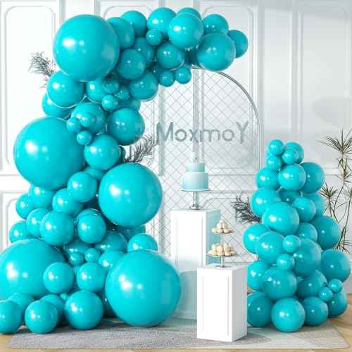 102 Pieces Teal Blue Balloons 18In 12In 10In 5In Different Sizes Party Balloon Kit for Birthday Halloween Christmas Wedding Baby Shower Bride Party Decoration (Teal Blue)
