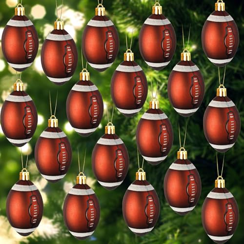 Leitee 18 Pcs Football Christmas Ornaments 2.36 Inch Plastic - Holiday Decor