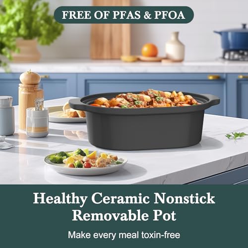 6 Quart Programmable Slow Cooker with Removable Nonstick Pot - Olive Variation